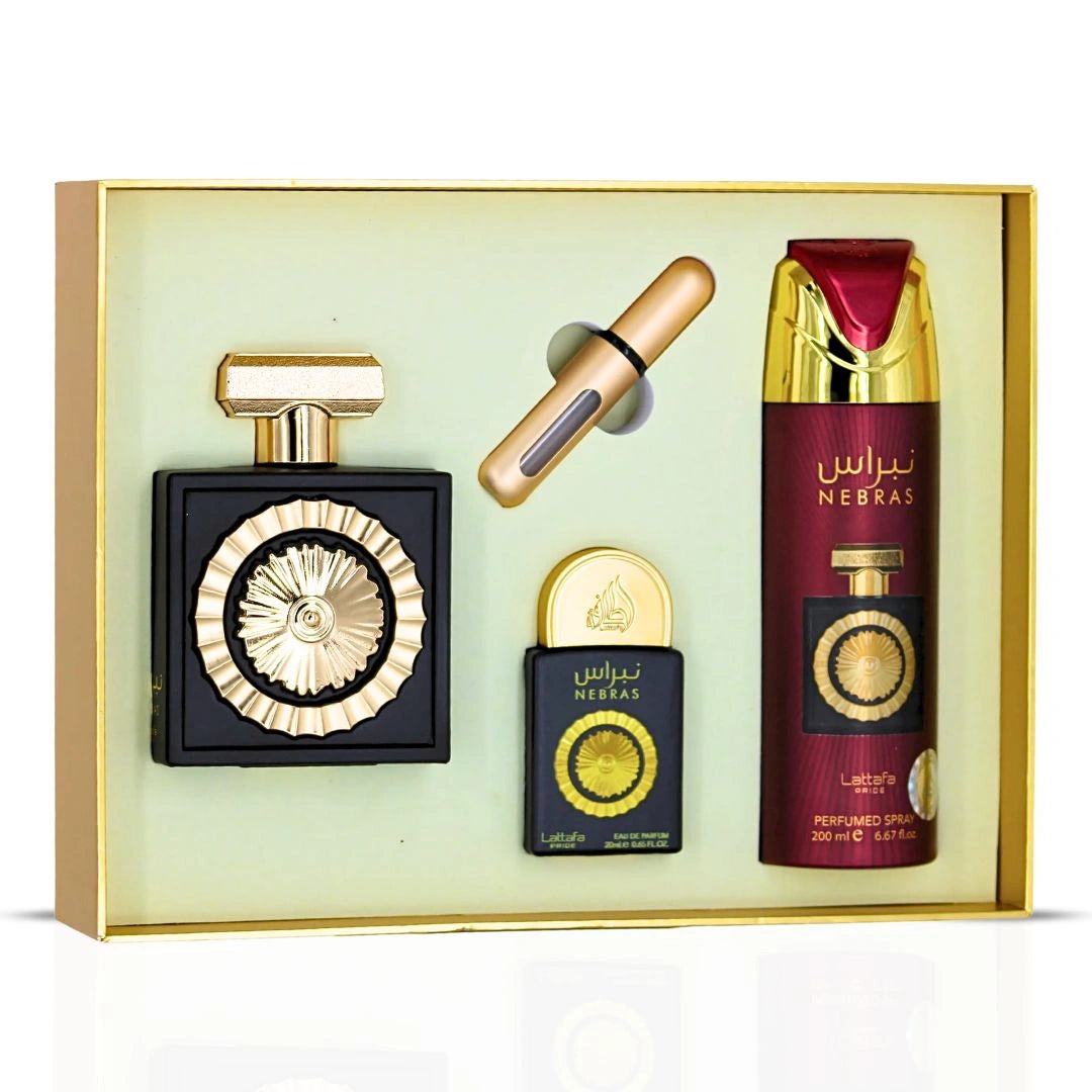 Lattafa Pride Nebras 3-Piece Eau de Parfum Gift Set | Juicy Berries Drizzled in Molten Chocolate (Gift Set)